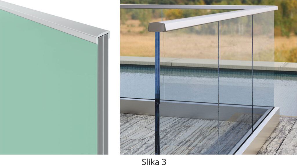 Obavezna je postavka pokrivne lajsne kako bi se zaštitila ivica stakla